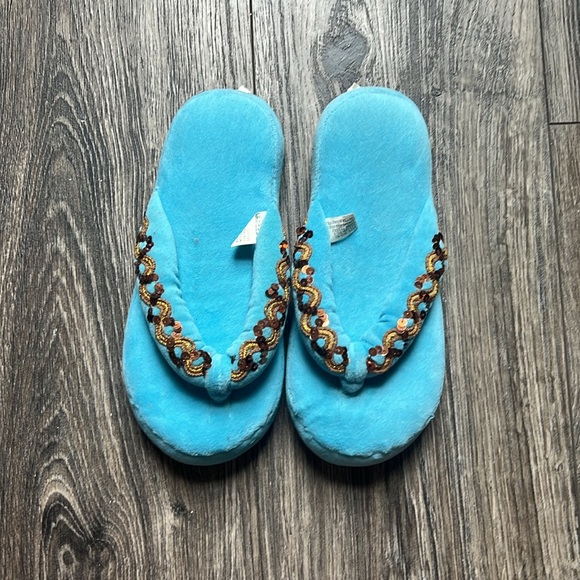 Old Navy Blue Sequin Flip Flop Slipper - Picture 2 of 3